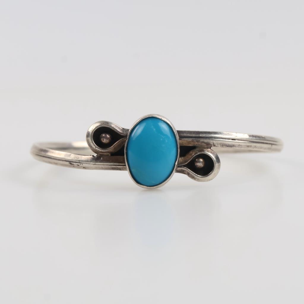 Sterling Silver Blue Stone Cuff Bracelet