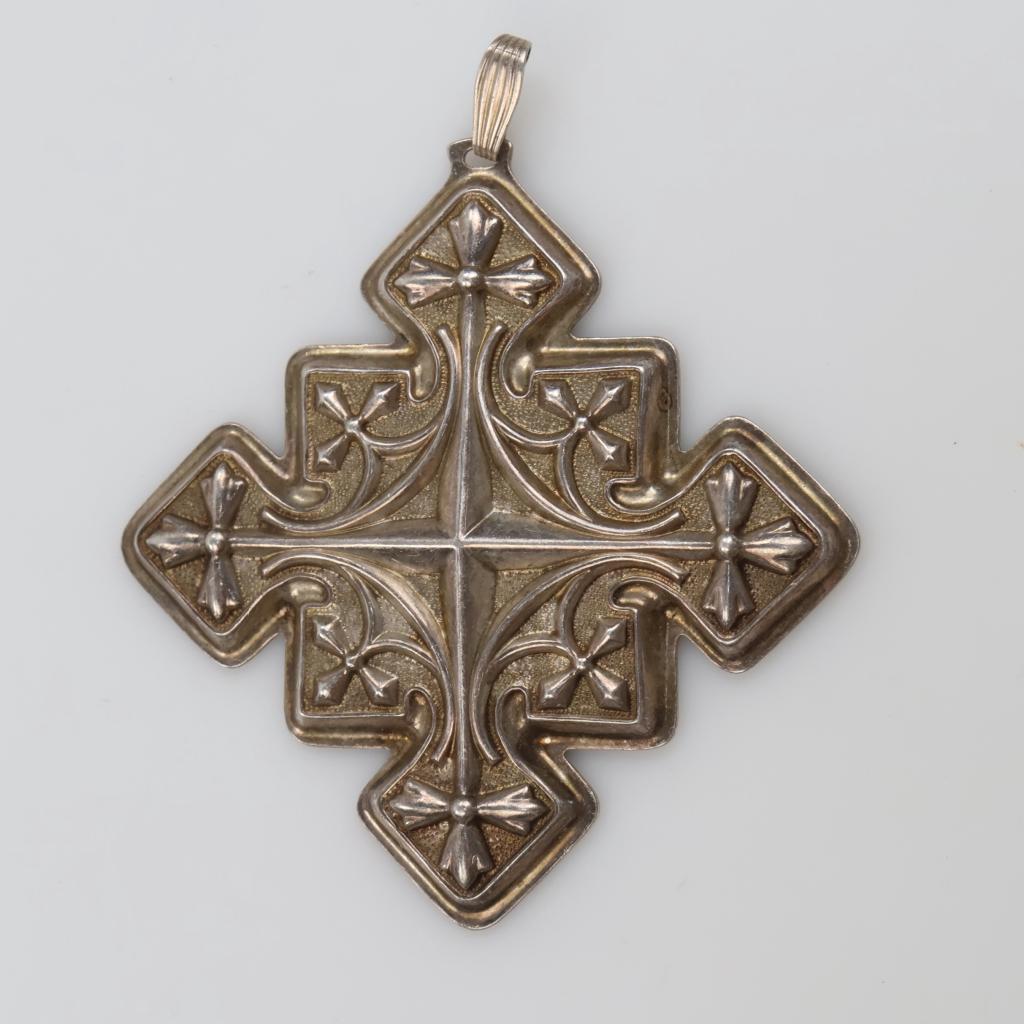 Sterling Silver Christmas Hollow Cross Pendant