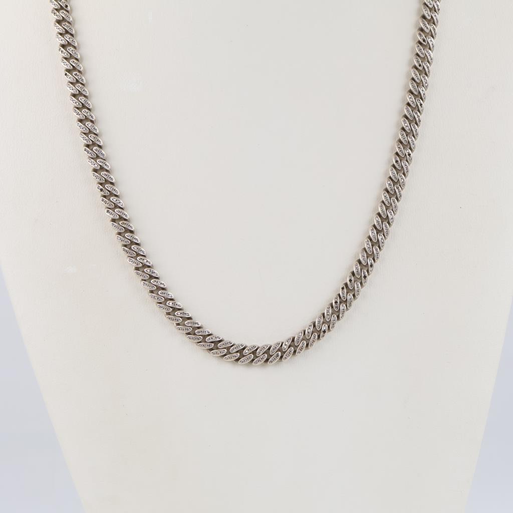 Sterling Silver Clear Accent Stone Necklace