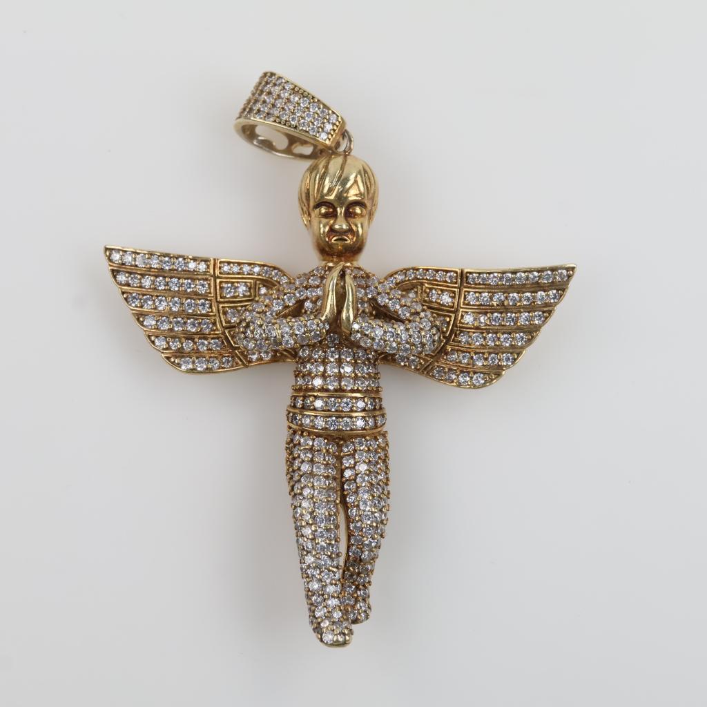 Sterling Silver Clear Stone Angel Pendant