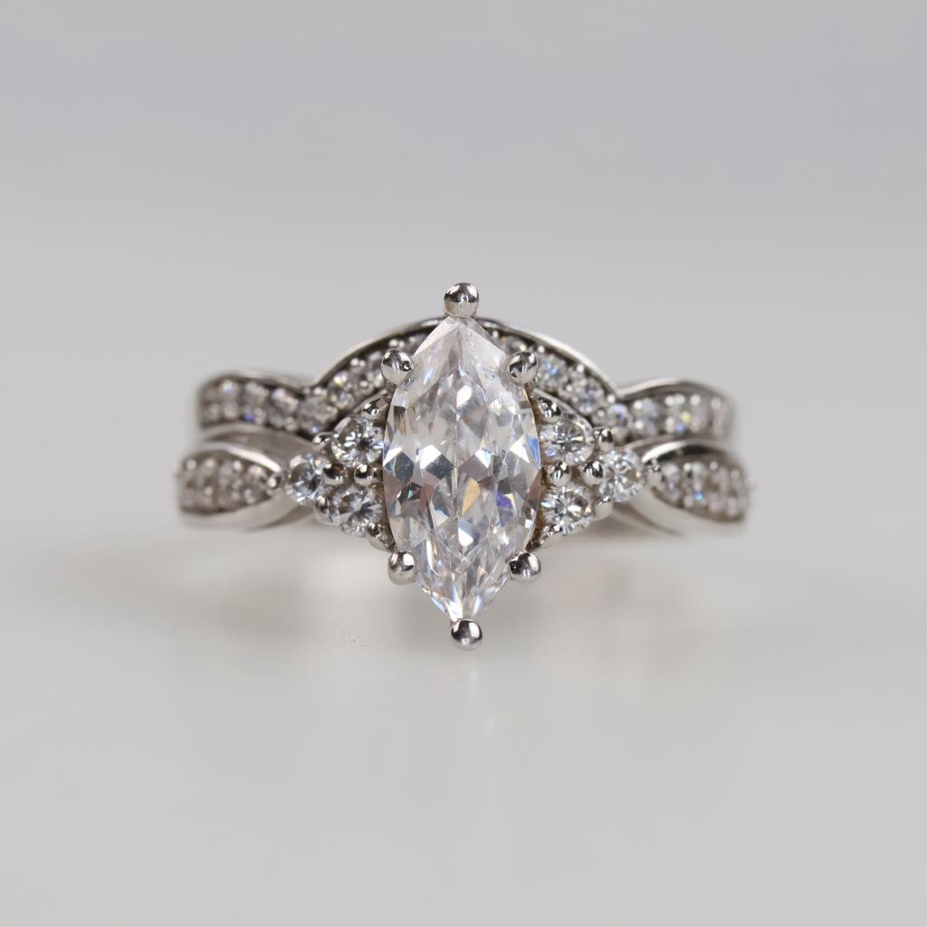 Sterling Silver Clear Stone Bridal Set