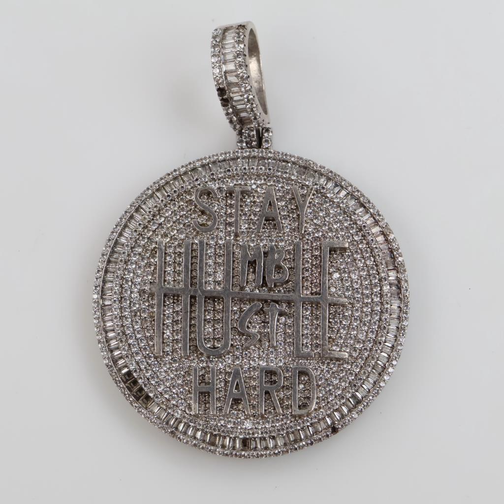 Sterling Silver Clear Stone Circle Pendant