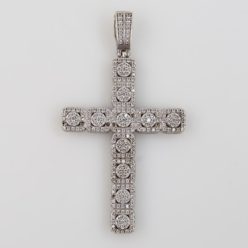 Sterling Silver Clear Stone Cross Pendant