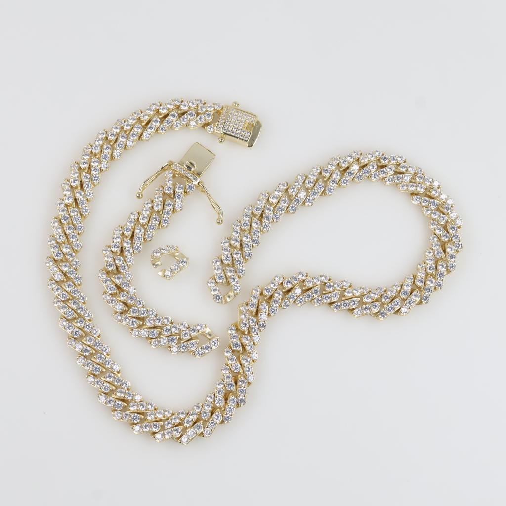 Sterling Silver Clear Stone Cuban Chain Necklace