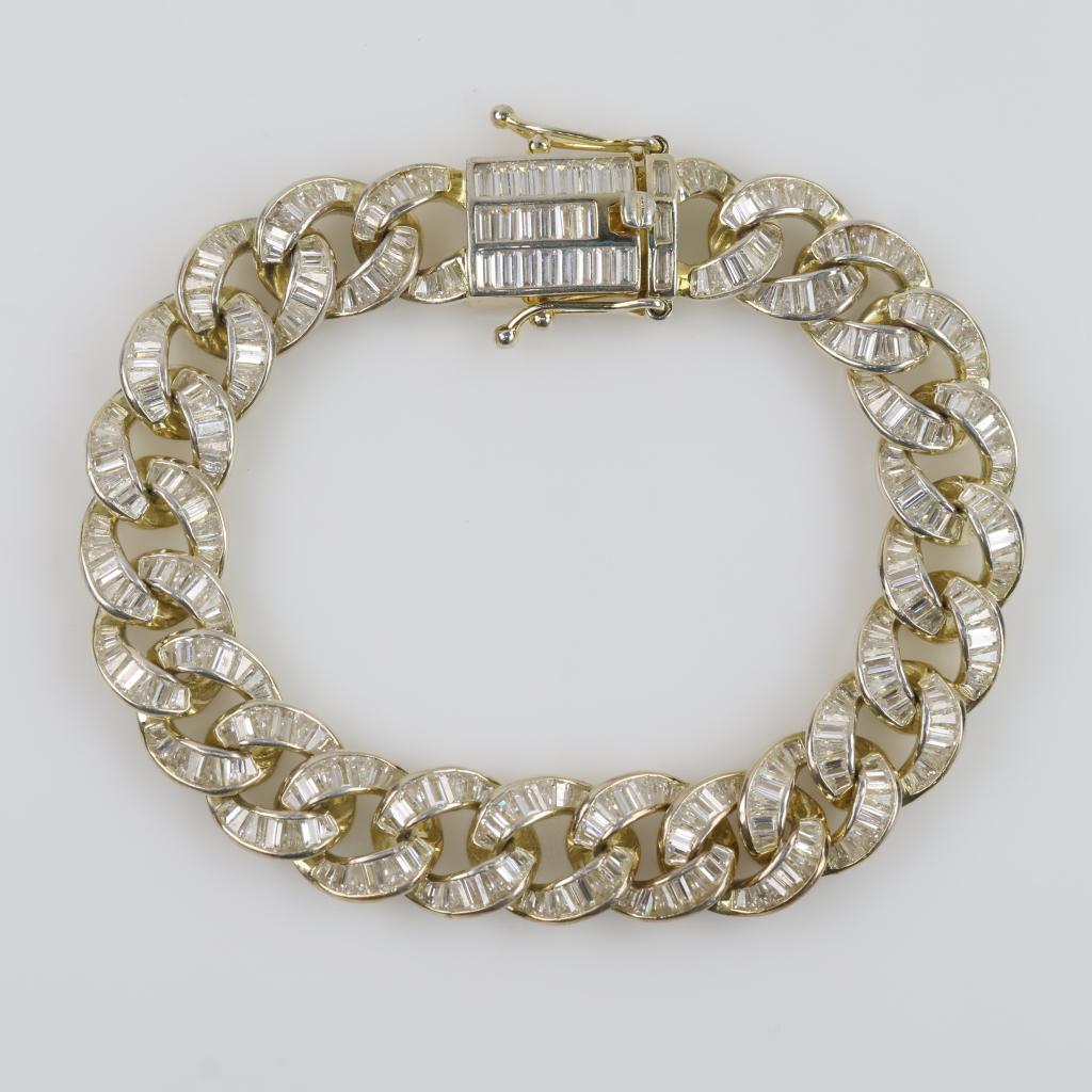 Sterling Silver Clear Stone Curb Chain Bracelet