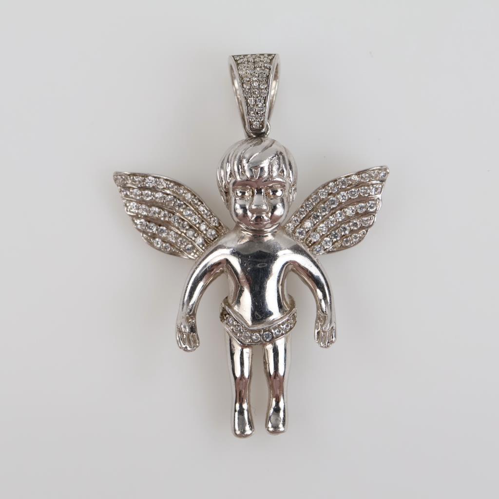 Sterling Silver Clear Stone Hollow Pendant