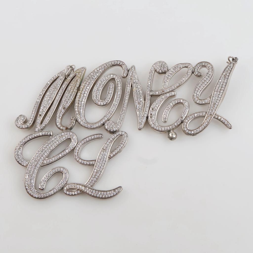 Sterling Silver Clear Stone "Money CL" Pendant