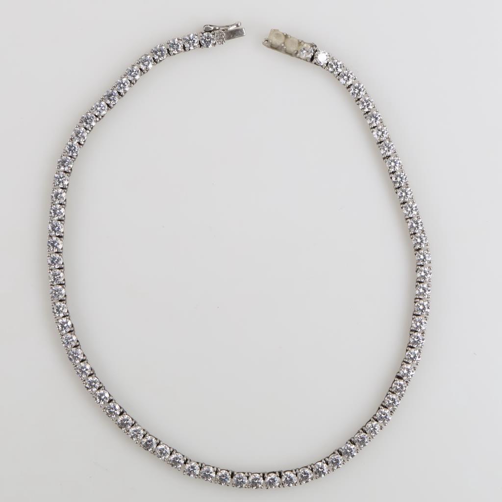 Sterling Silver Clear Stone Necklace