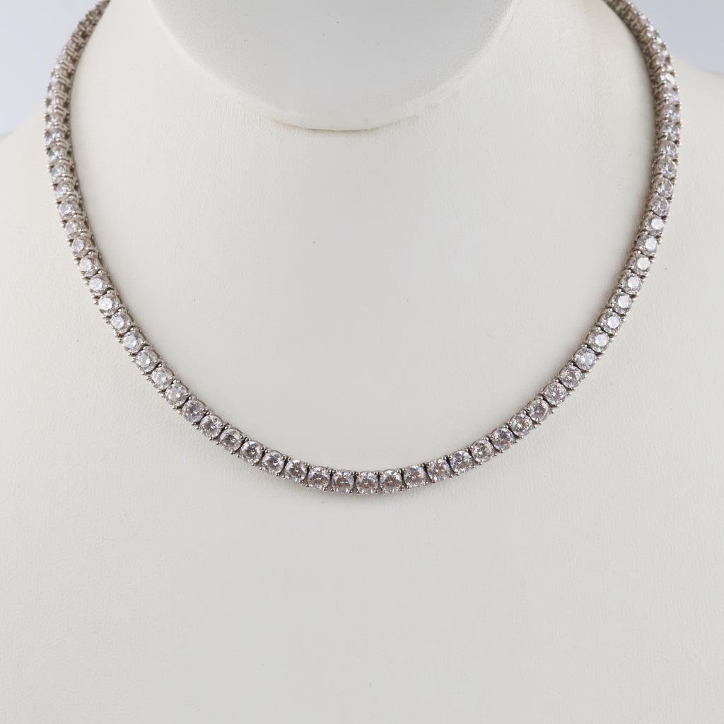 Sterling Silver Clear Stone Necklace
