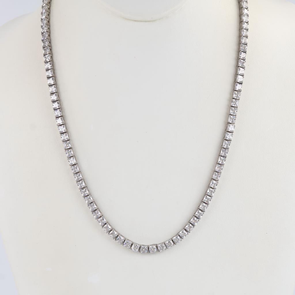 Sterling Silver Clear Stone Necklace