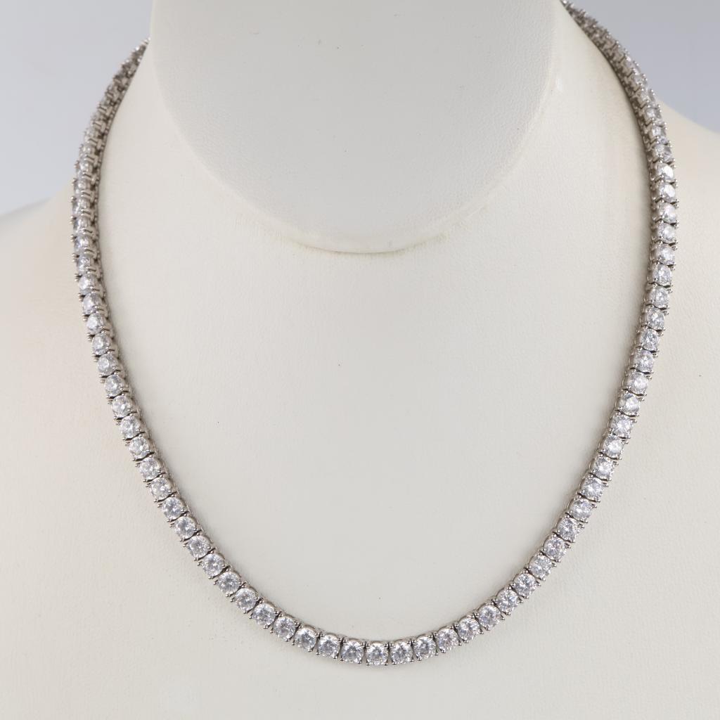 Sterling Silver Clear Stone Tennis Necklace