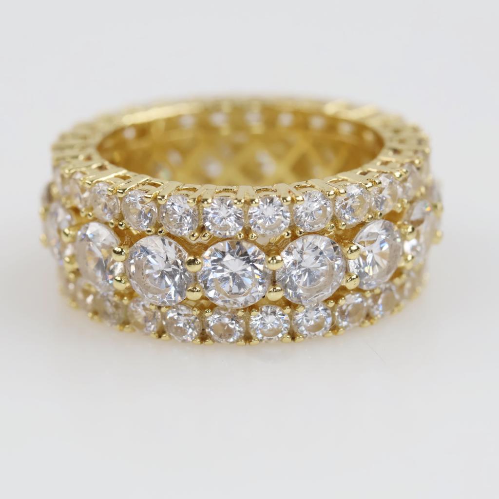 Sterling Silver Clear Stone Wide Eternity Band