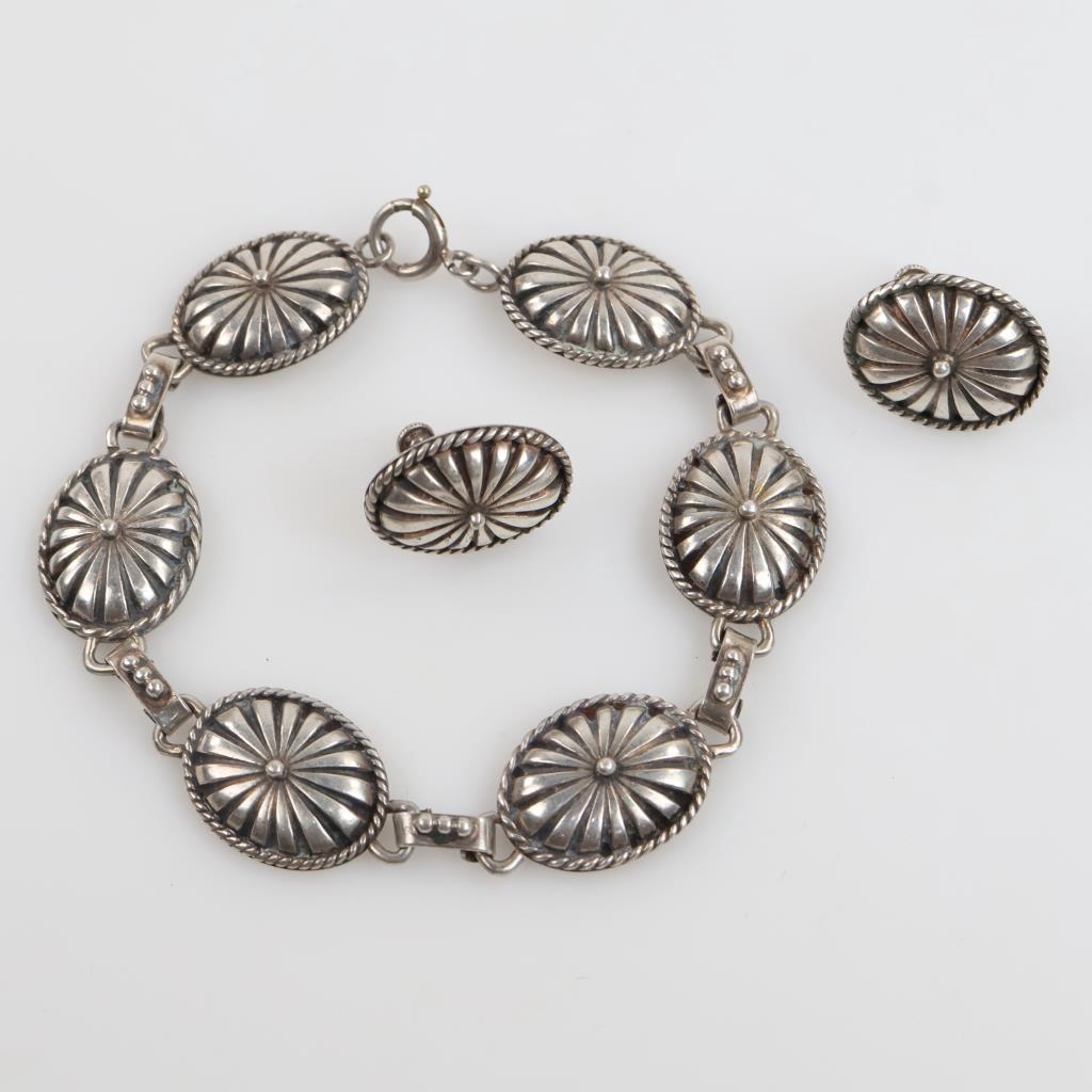 Sterling Silver Concho Jewelry, 3 Pieces