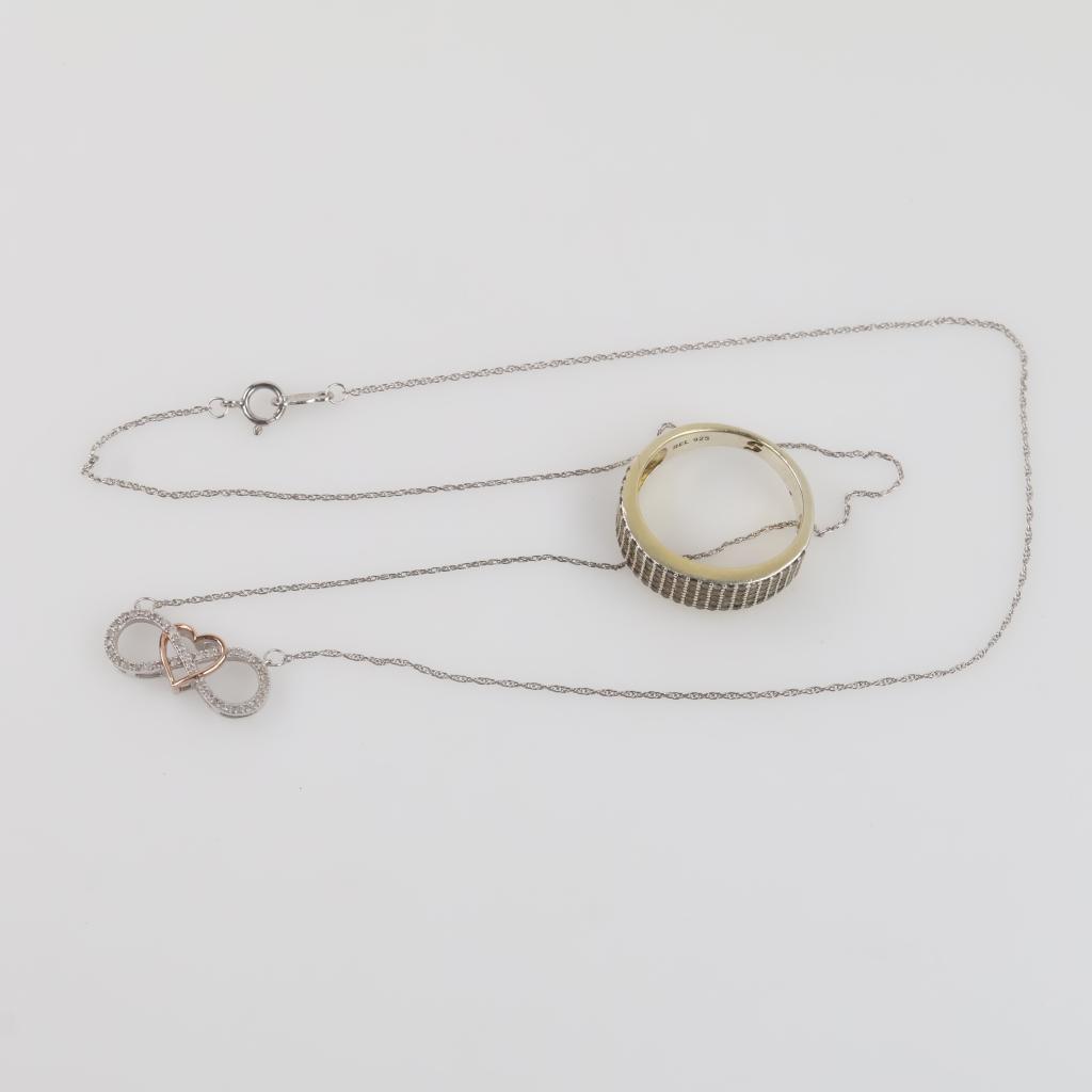 Sterling Silver Diamond Jewelry, 2 Pieces