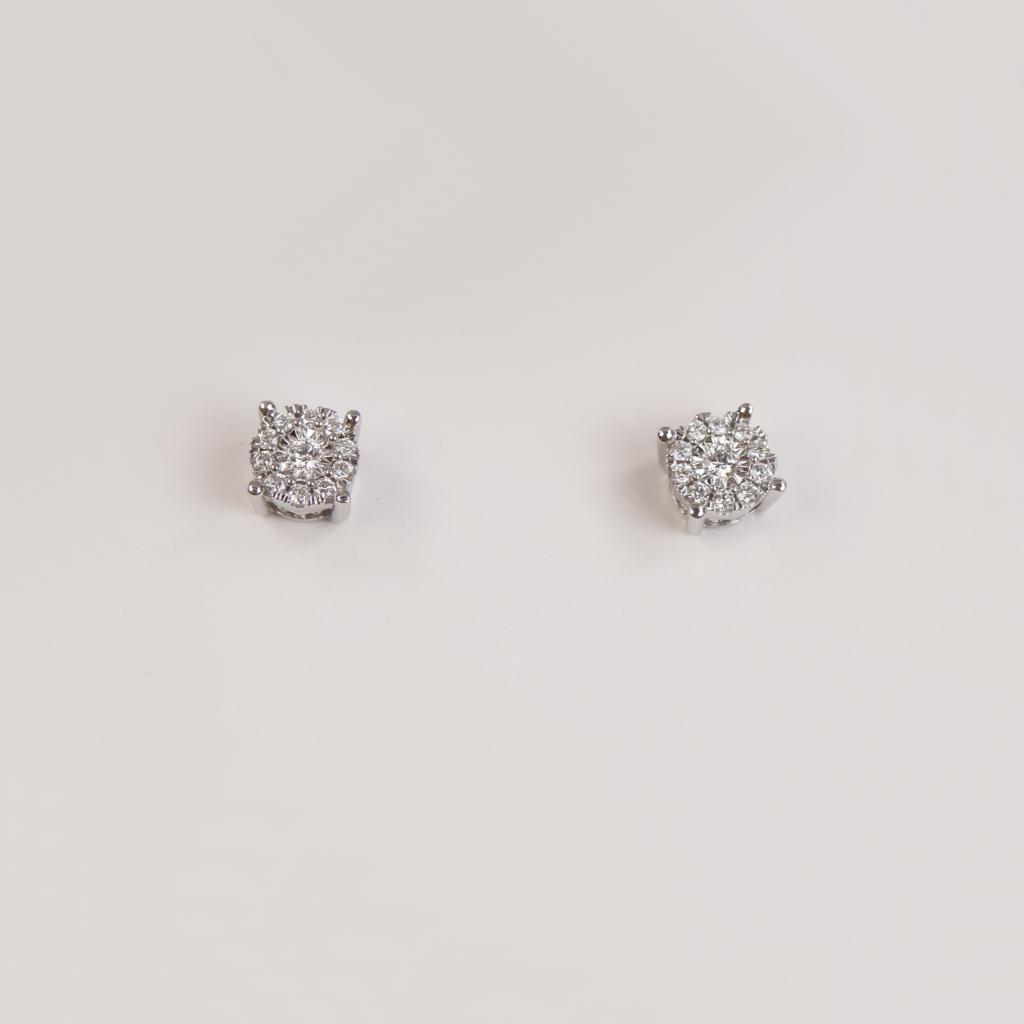 Sterling Silver Diamond Stud Earrings