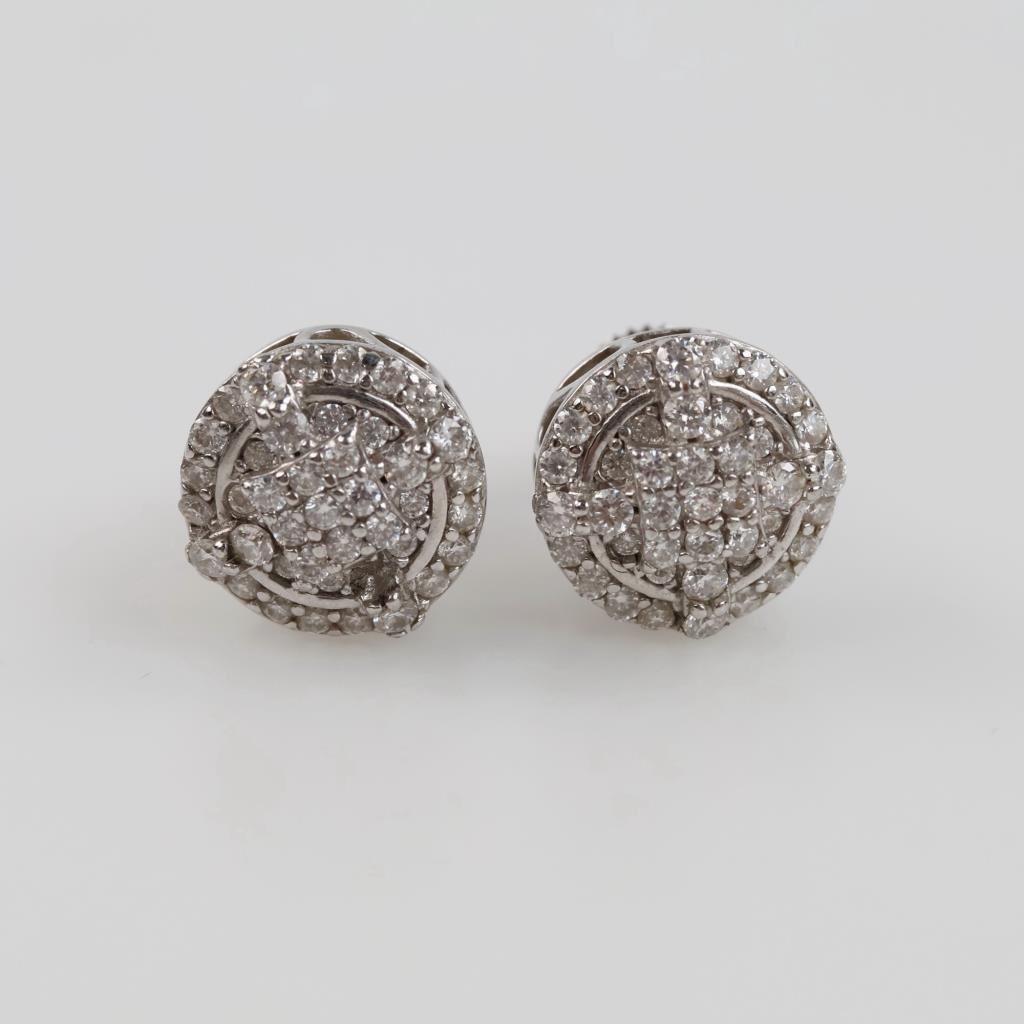 Sterling Silver Diamond Stud Earrings