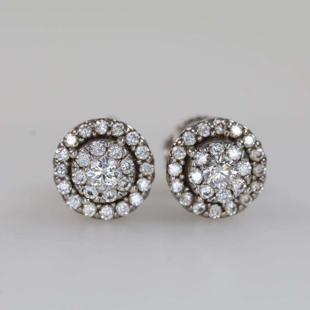 Sterling Silver Diamond Stud Earrings