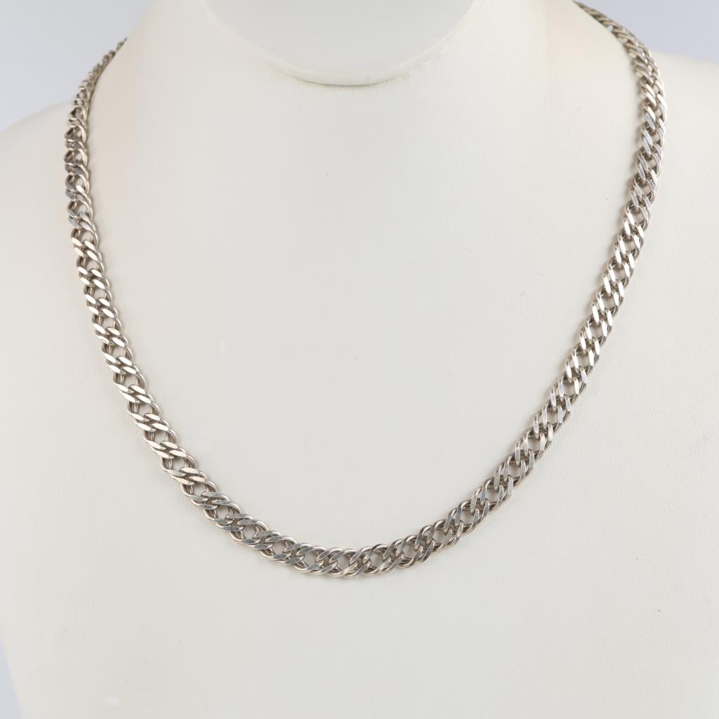 Sterling Silver Double Curb Chain Necklace