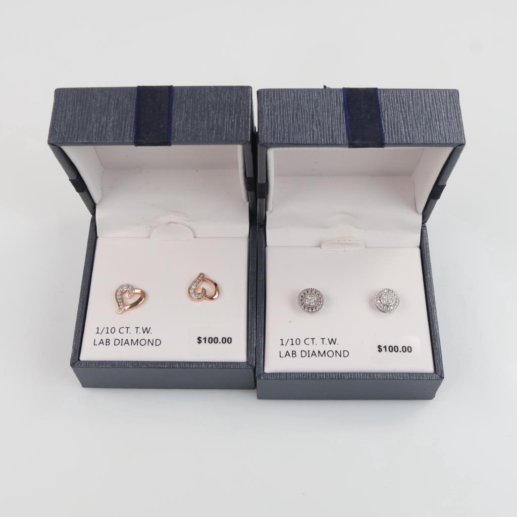 Sterling Silver Earrings, 4 Pieces