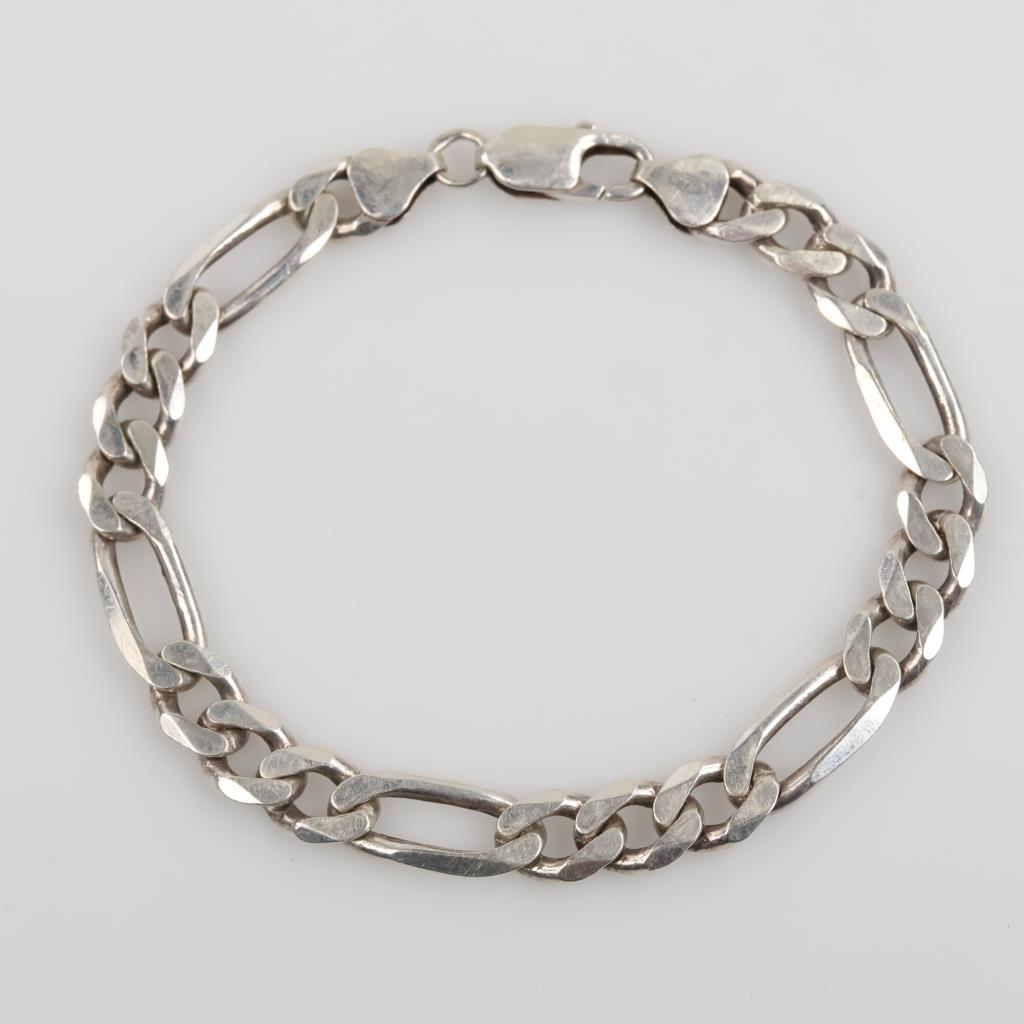 Sterling Silver Figaro Chain Bracelet