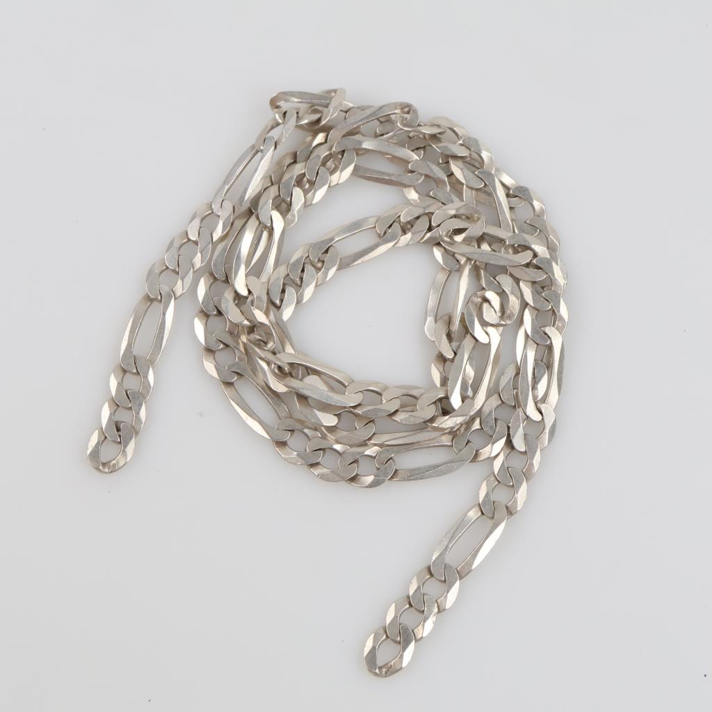 Sterling Silver Figaro Chain Link Chain Necklace