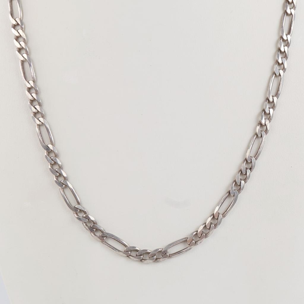 Sterling Silver Figaro Chain Link Necklace
