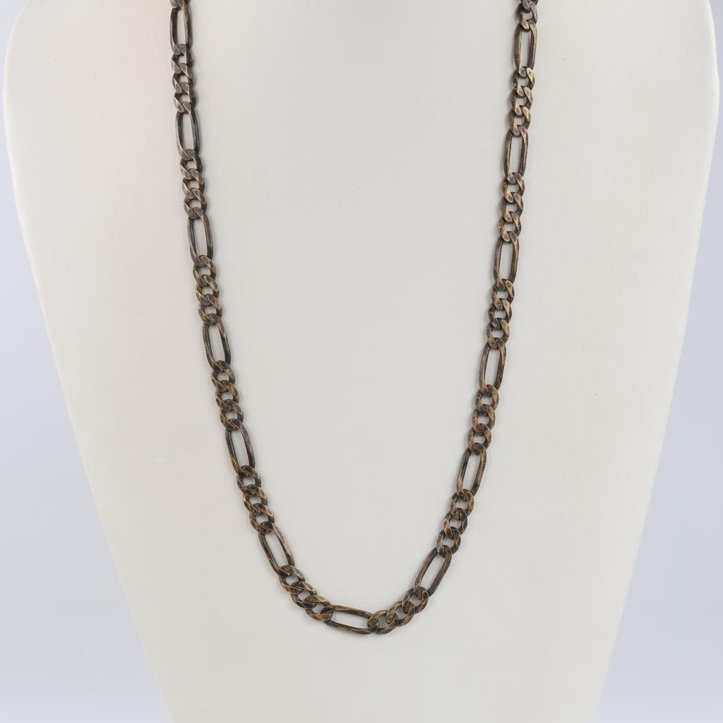 Sterling Silver Figaro Chain Link Necklace