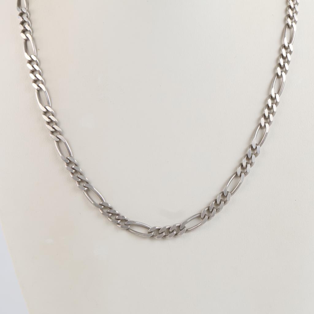 Sterling Silver Figaro Chain Link Necklace