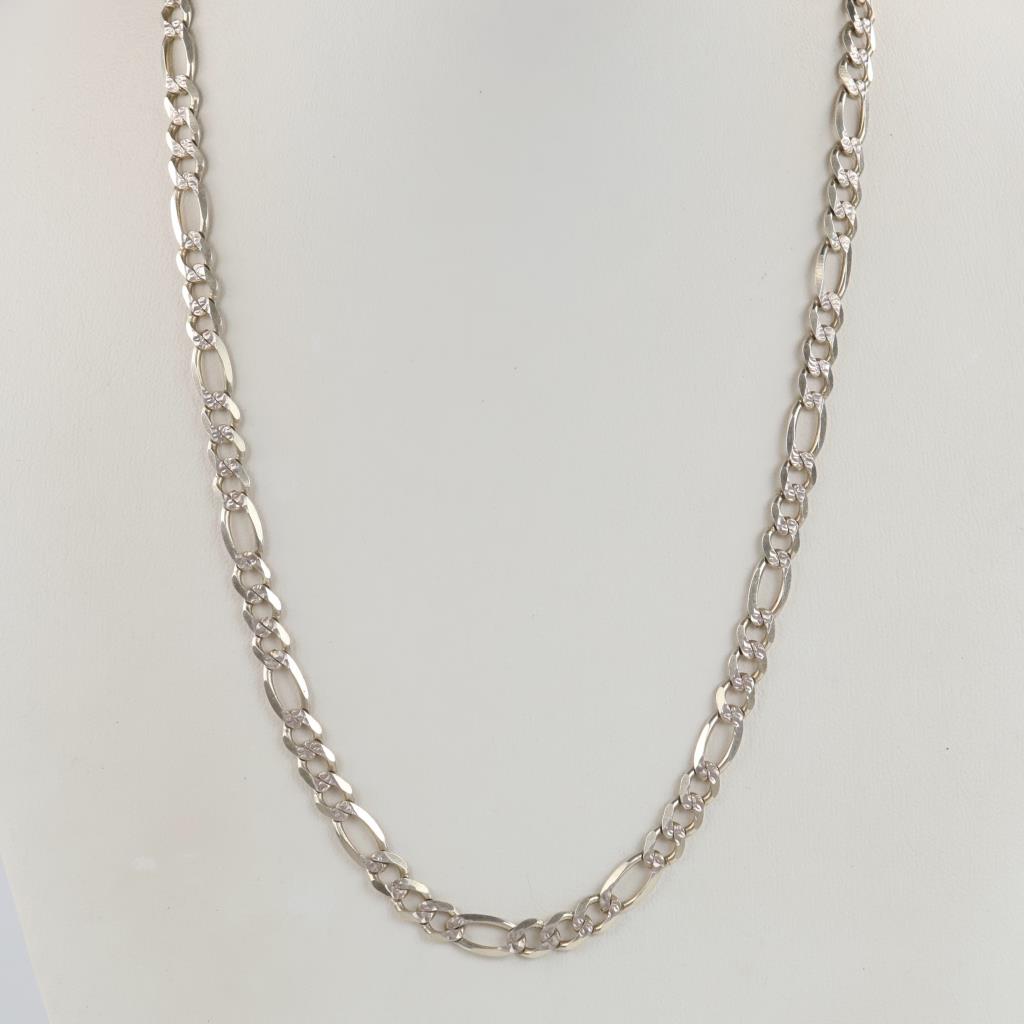 Sterling Silver Figaro Link Necklace