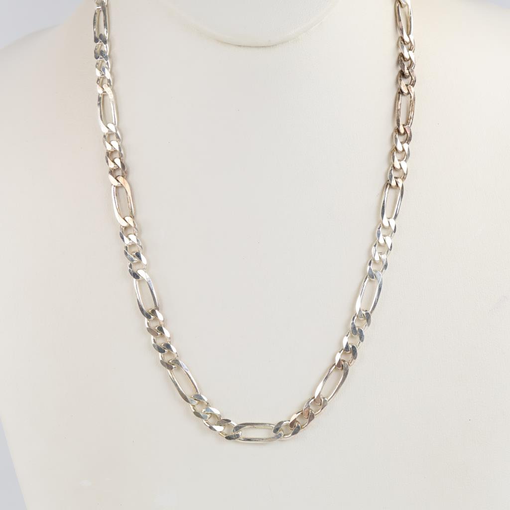 Sterling Silver Figaro Link Necklace
