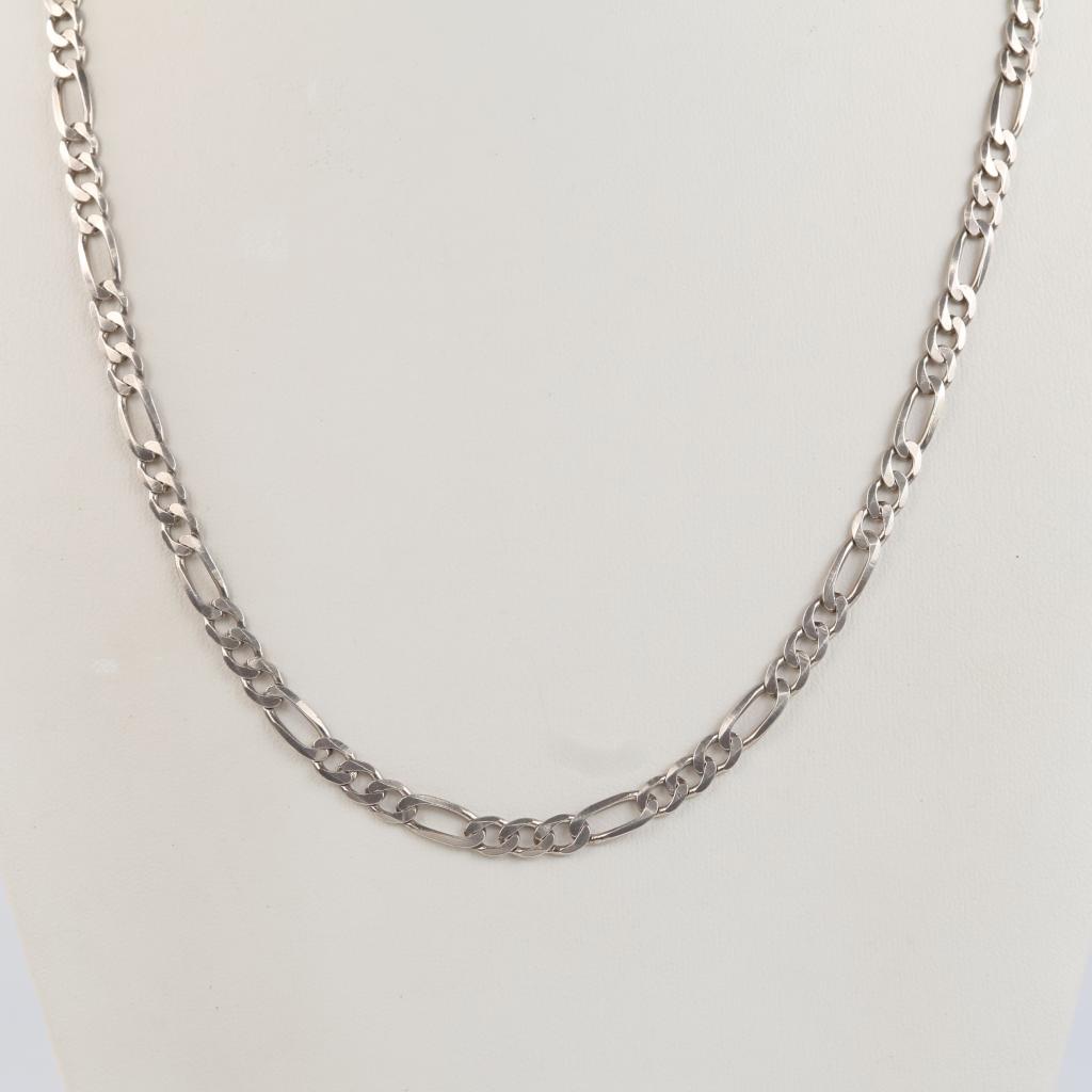 Sterling Silver Figaro Link Necklace