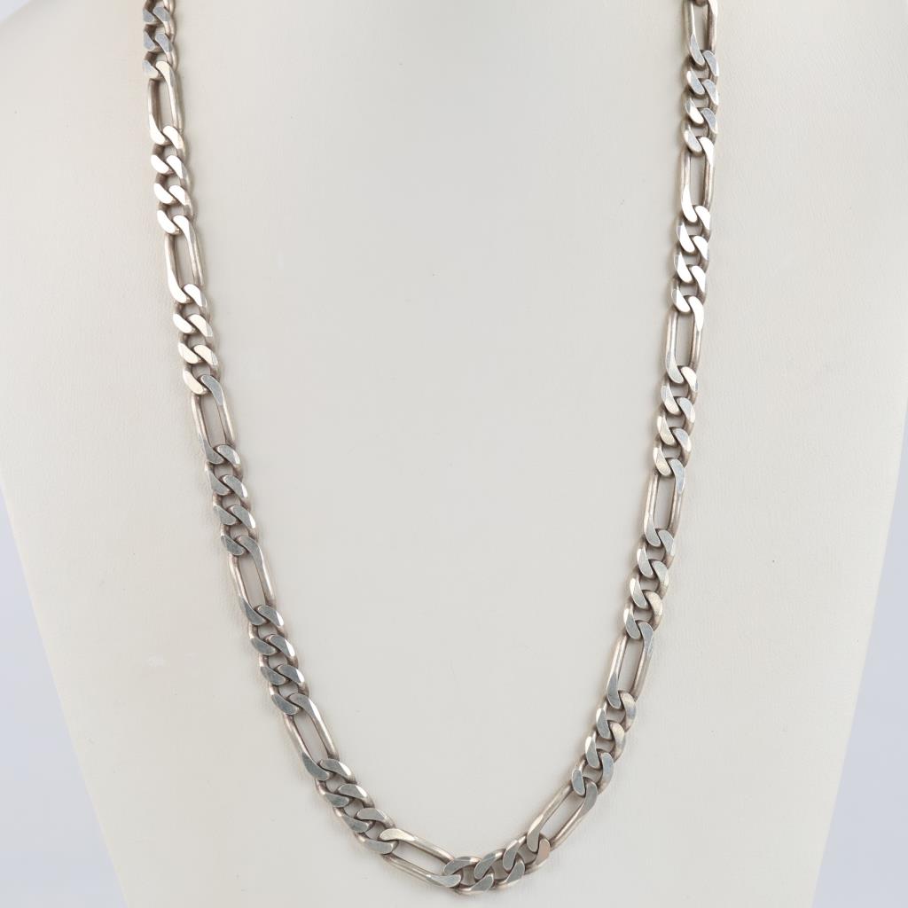 Sterling Silver Figaro Link Necklace
