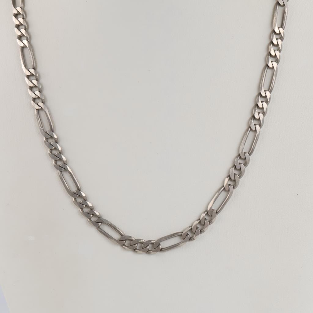 Sterling Silver Figaro Link Necklace