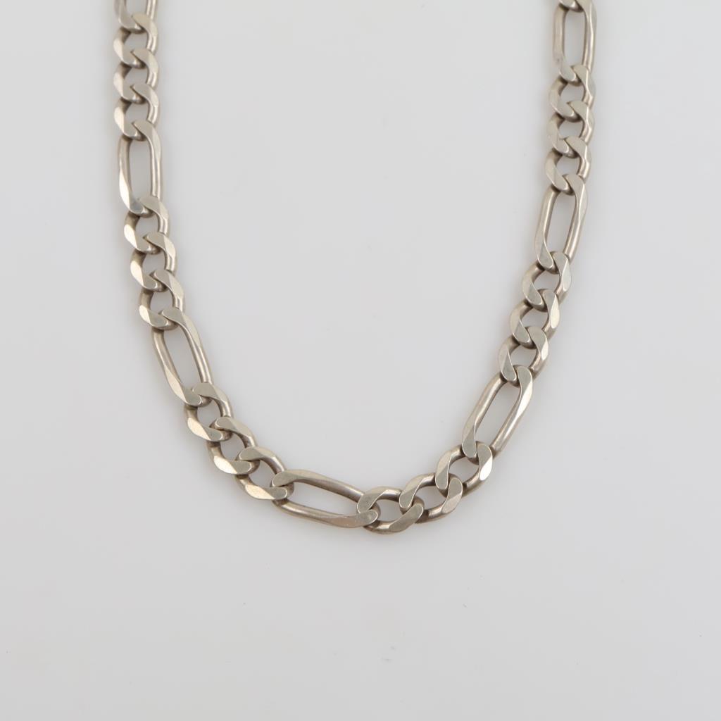 Sterling Silver Figaro Link Necklace
