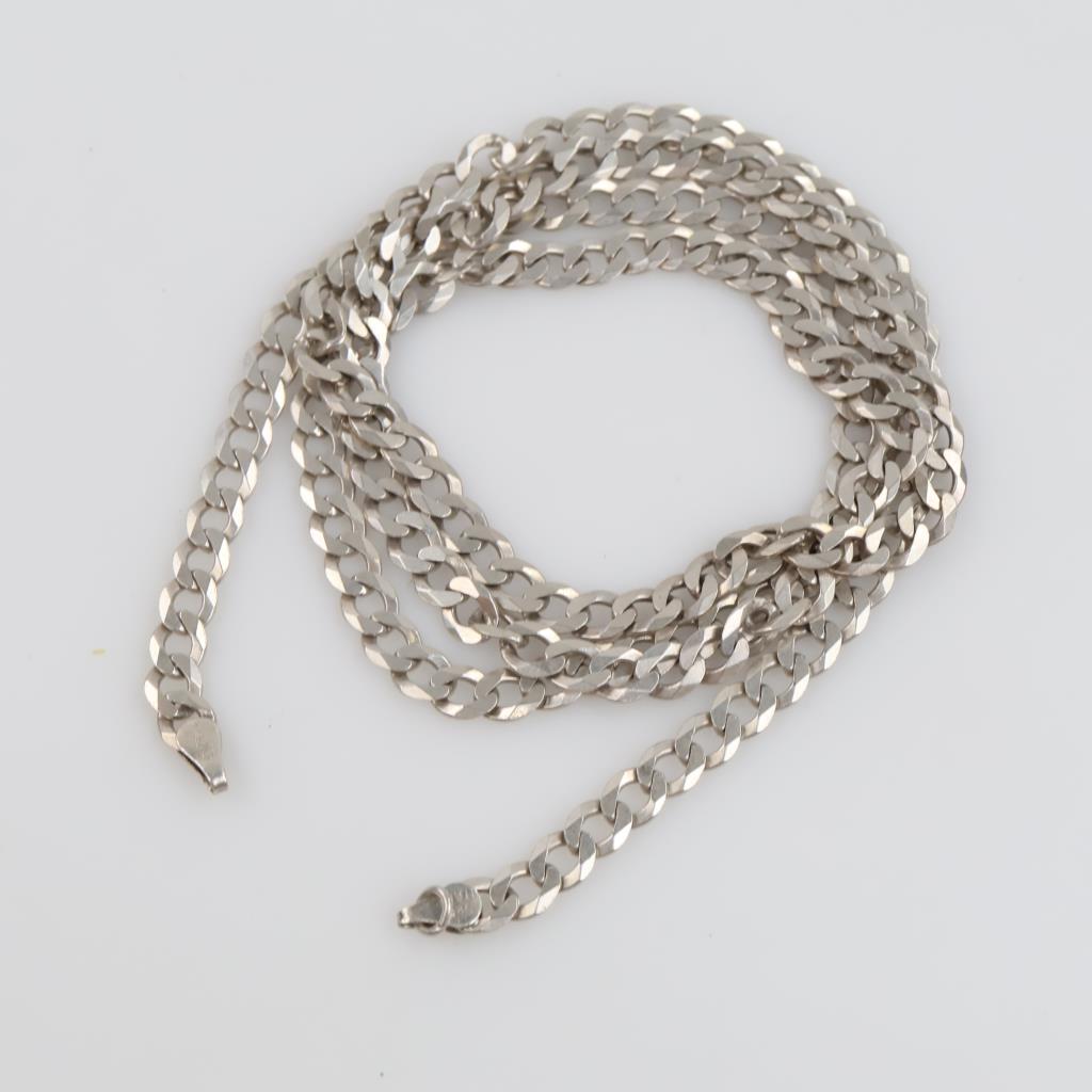 Sterling Silver Flat Curb Link Chain Necklace