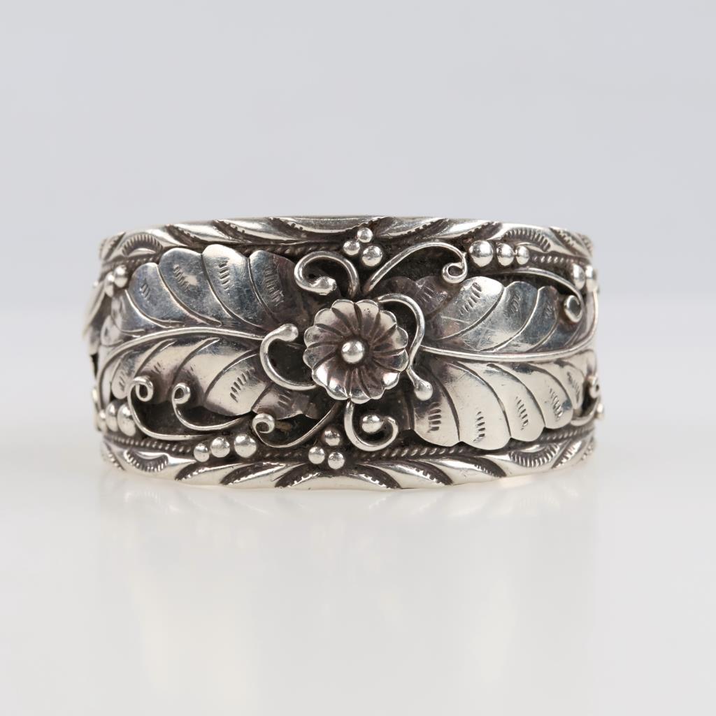 Sterling Silver Floral Cuff
