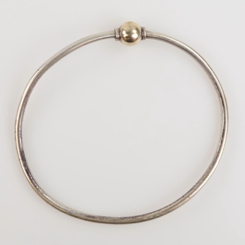Sterling Silver Gold Accent Bangle Bracelet