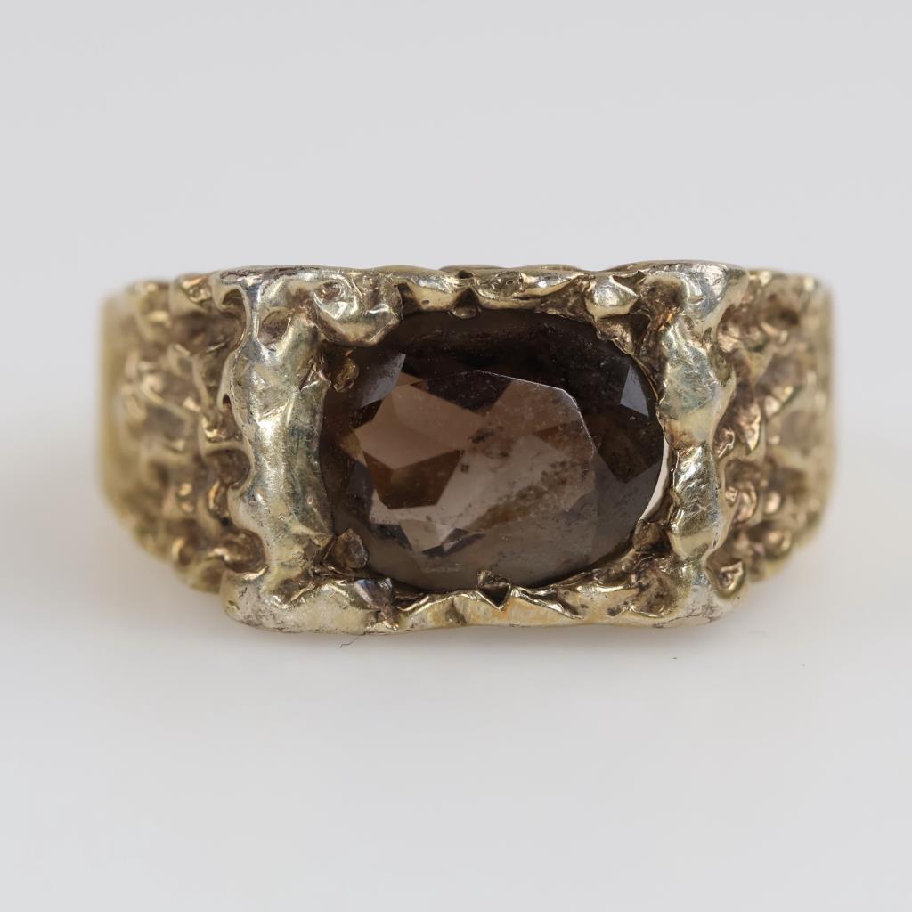 Sterling Silver GP Brown Stone Ring