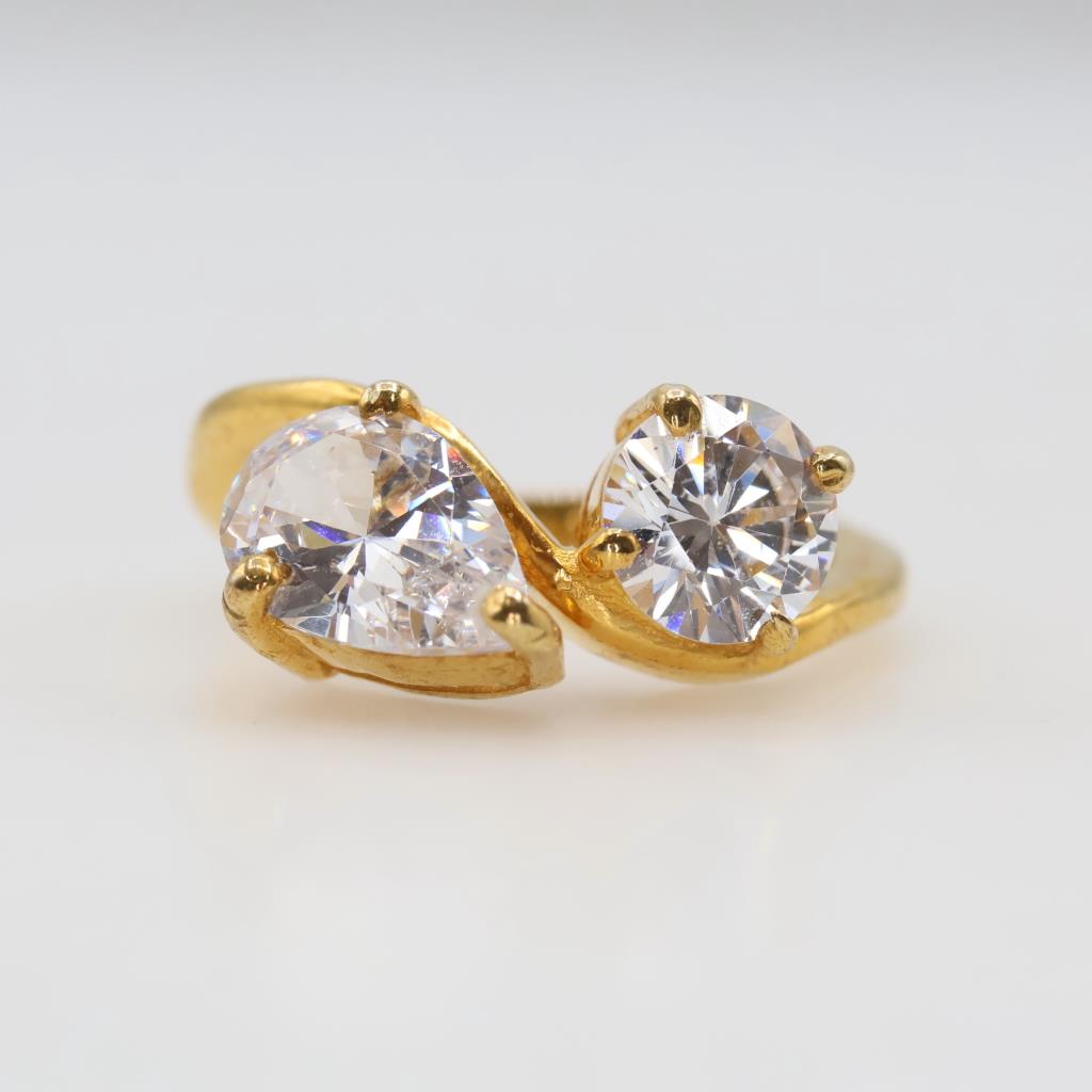 Sterling Silver GP Clear Stone Ring