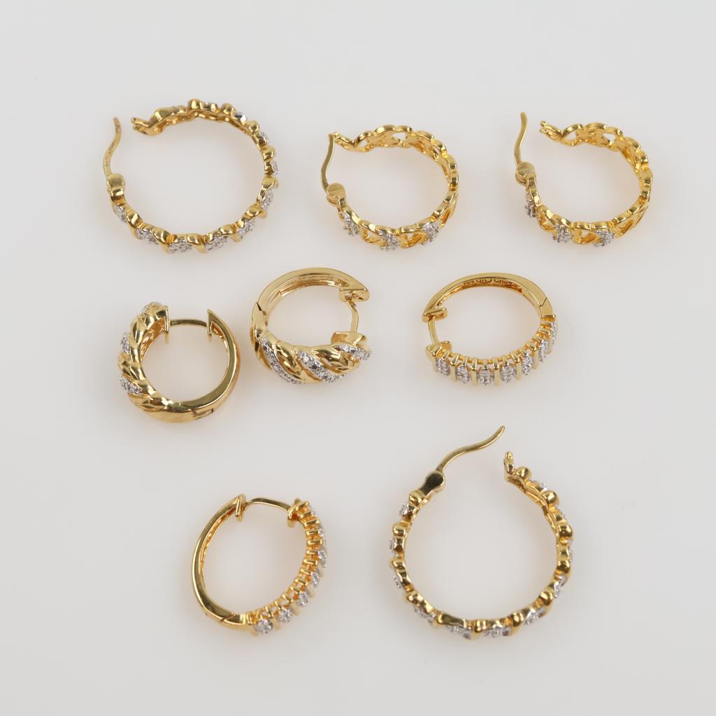 Sterling Silver GP Earrings, 8 Pieces