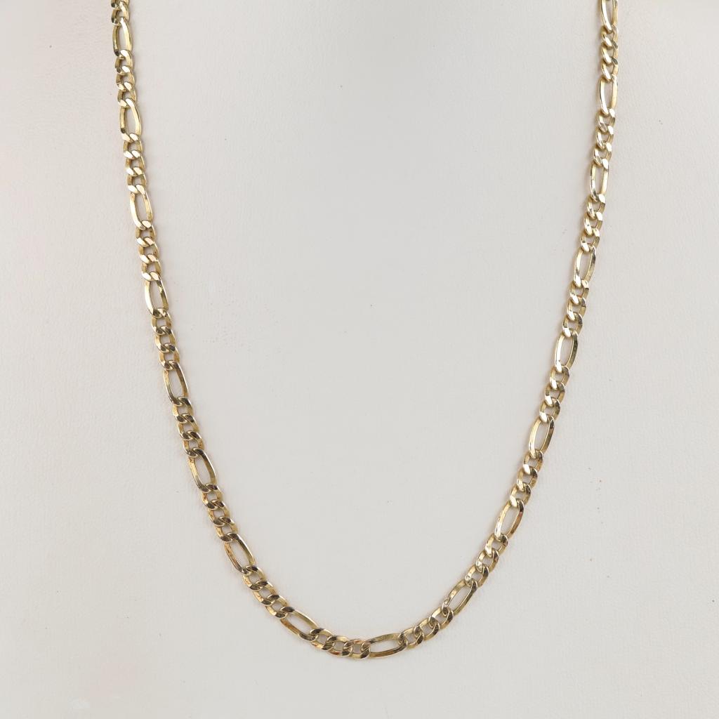 Sterling Silver GP Figaro Link Hollow Necklace