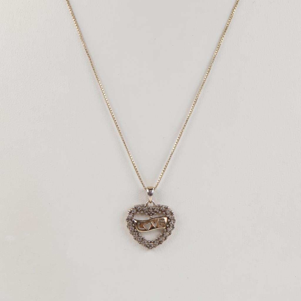 Sterling Silver GP Necklace With Two Tone Heart Pendant