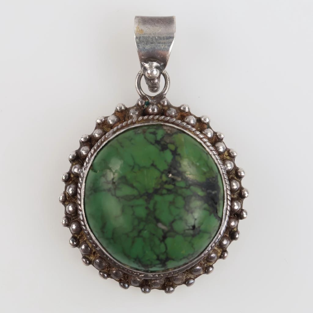Sterling Silver Green Stone Pendant