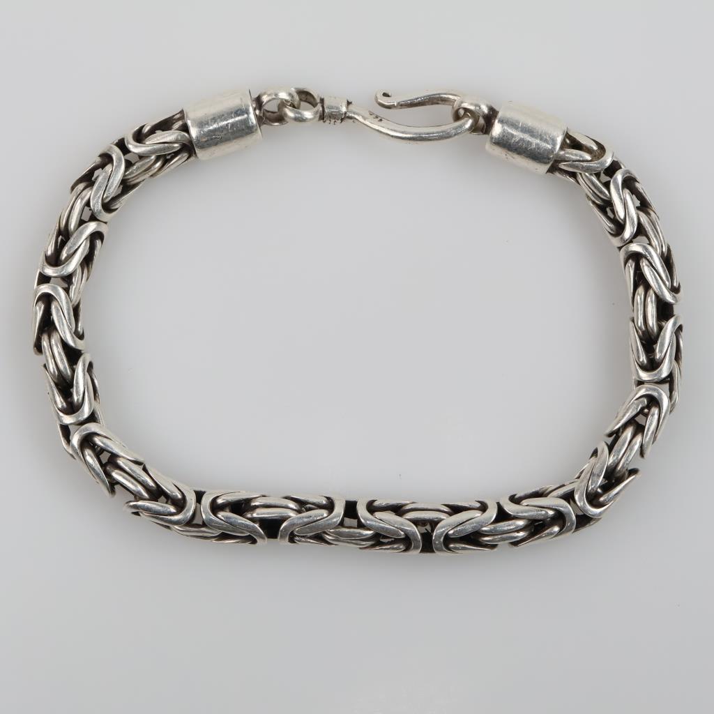 Sterling Silver Heavy Byzantine Chain Bracelet