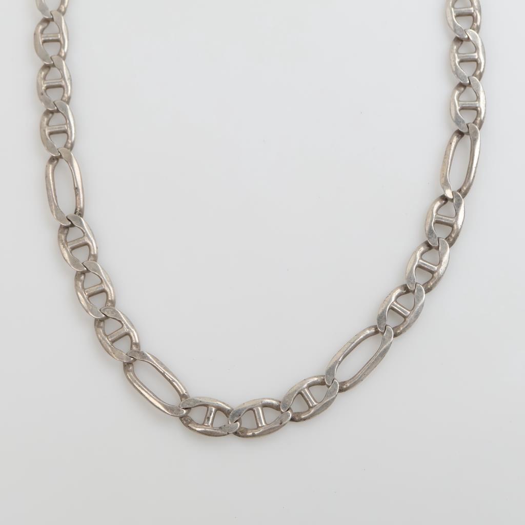 Sterling Silver Heavy Figaro Chain Necklace