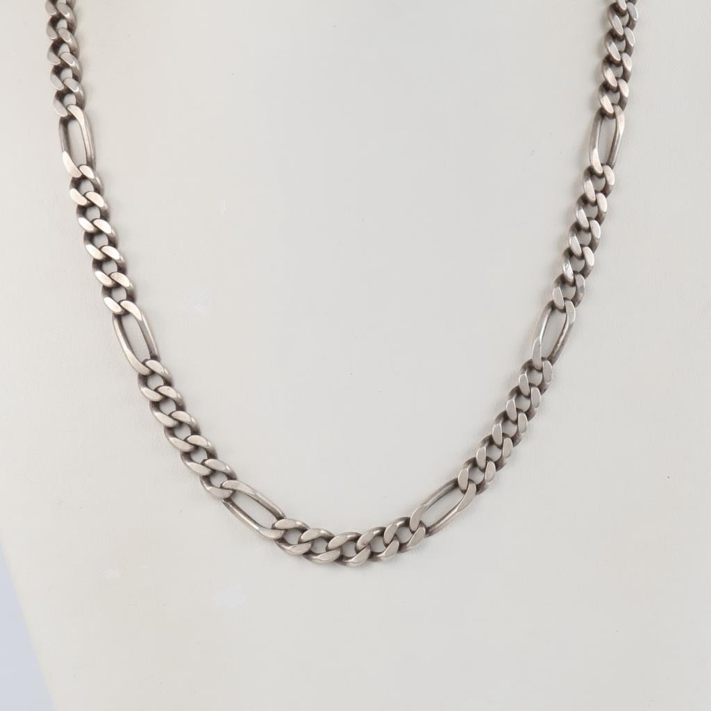 Sterling Silver Heavy Figaro Chain Necklace