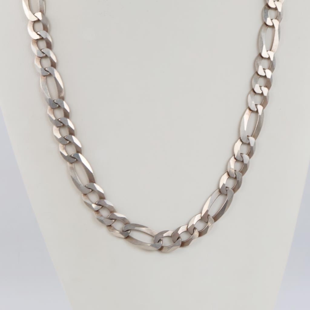 Sterling Silver Heavy Figaro Chain Necklace
