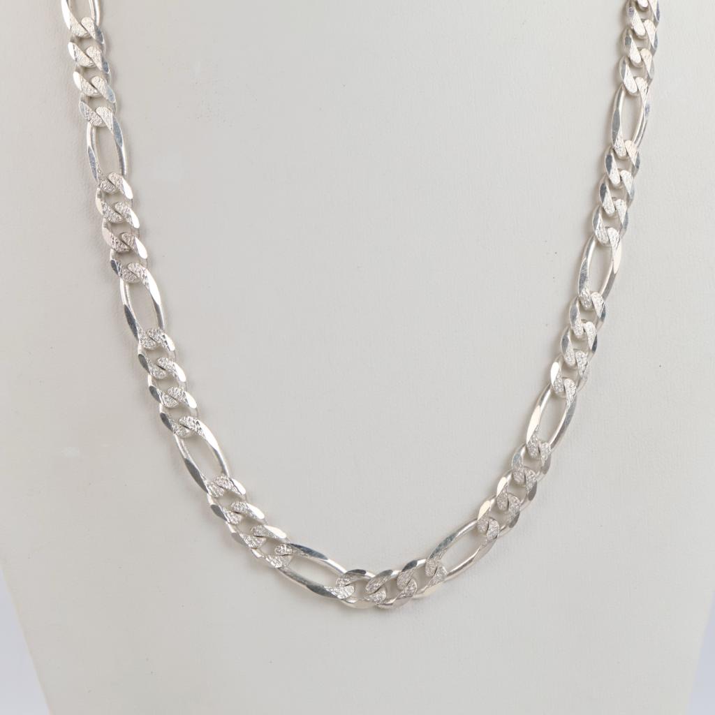 Sterling Silver Heavy Figaro Chain Necklace