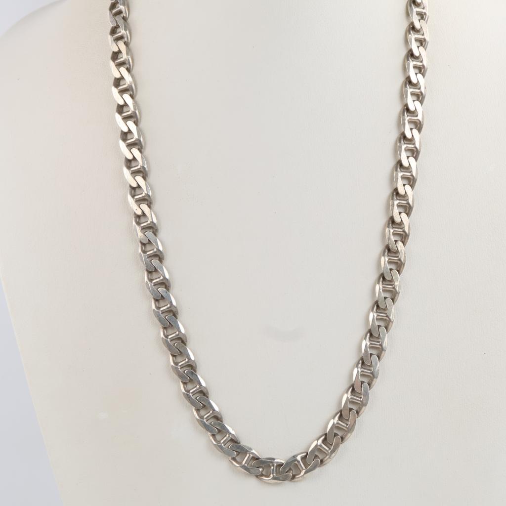 Sterling Silver Heavy Mariner Chain Necklace