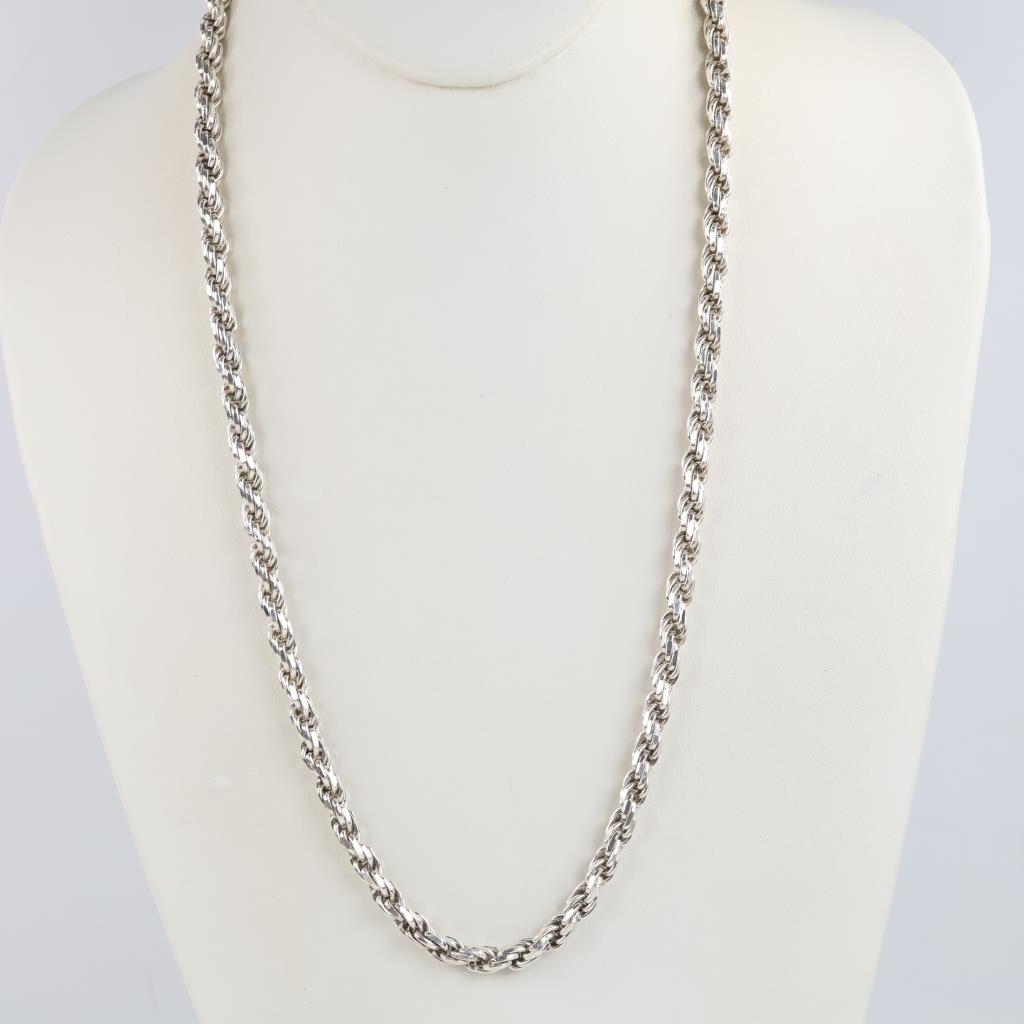 Sterling Silver Heavy Rope Chain Necklace